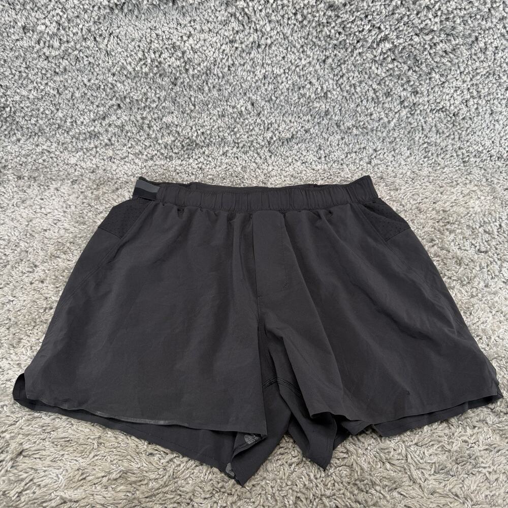 Lululemon Men’s Black Lined Running Shorts Drawstring Reflective Athletic